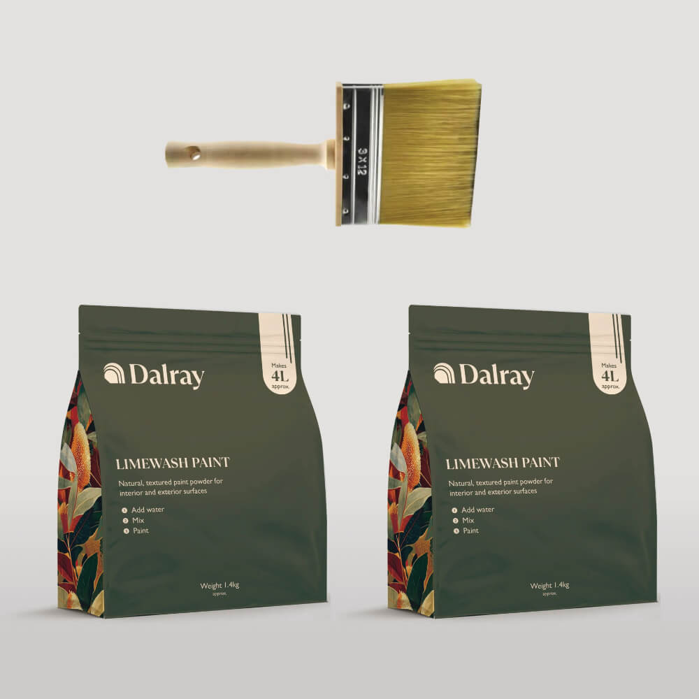 Dalray DIY Kit Australian Limewash paint - two bags and a paint brush