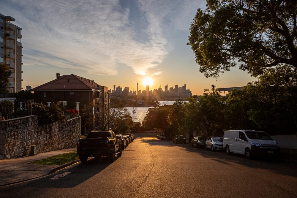 Sydney Harbour at sunset.