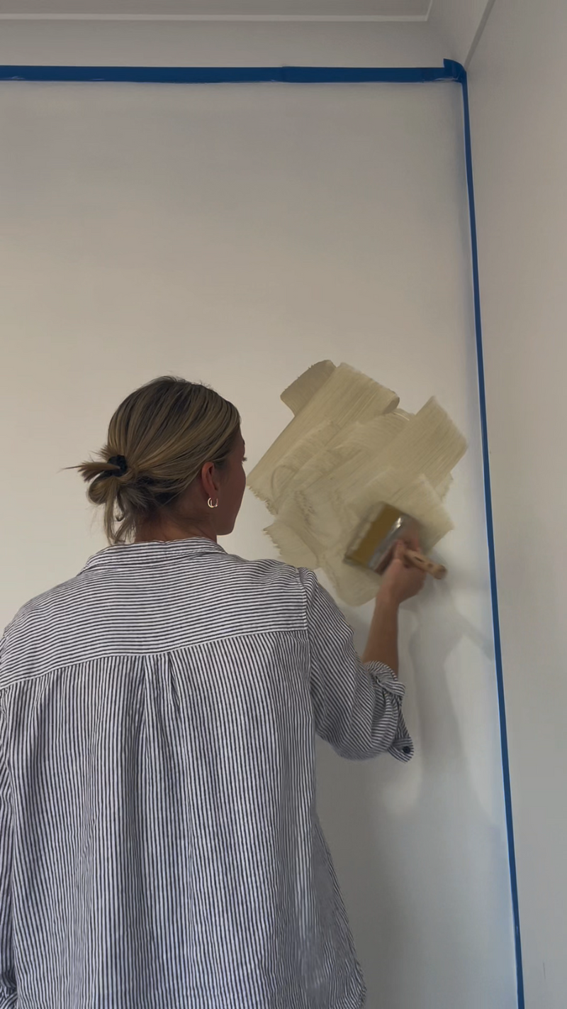 How to apply Dalray limewash paint with a block brush in criss-cross strokes